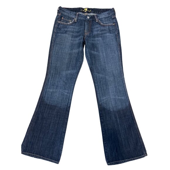 7 For All Mankind Denim - 7 for All Mankind Women's "A" Pocket Low Rise Flared Jeans Size 29 Two Toned